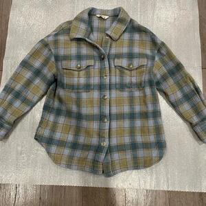 [M]ElWinG Heavy Green/ Blue Plaid Wool Blend OverShirt Shacket
